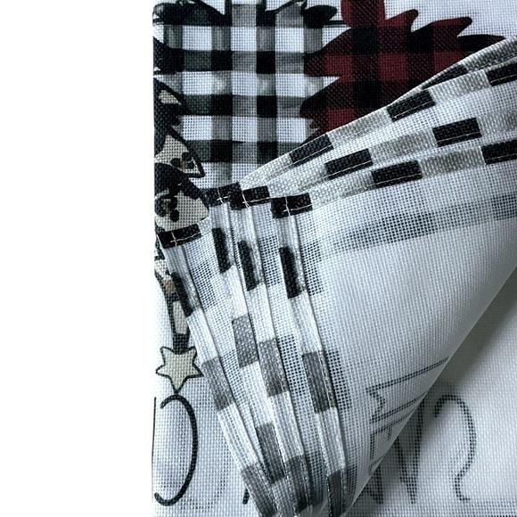 Christmas Placemats Trees Buffalo Plaid Placemats Black White 12 x 18 4 PC Set - Picture 7 of 16